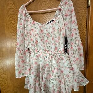 Trixxi Floral Pink and White Romper